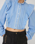 CHAMBRAY FRILL SHIRT