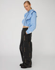 CHAMBRAY FRILL SHIRT