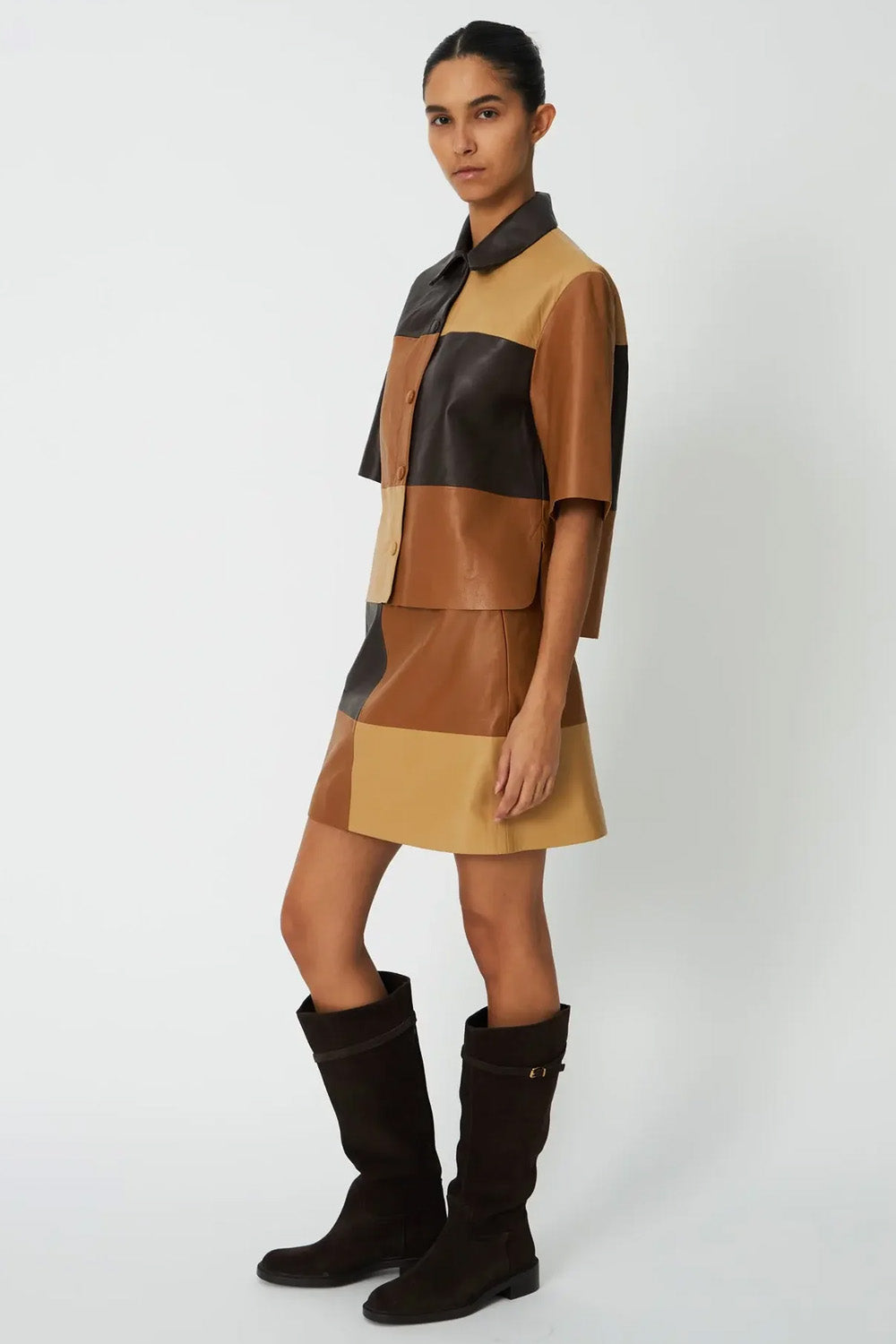 PATCHWORK LEATHER SHIRT