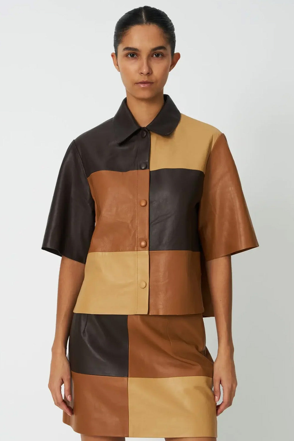 PATCHWORK LEATHER SHIRT