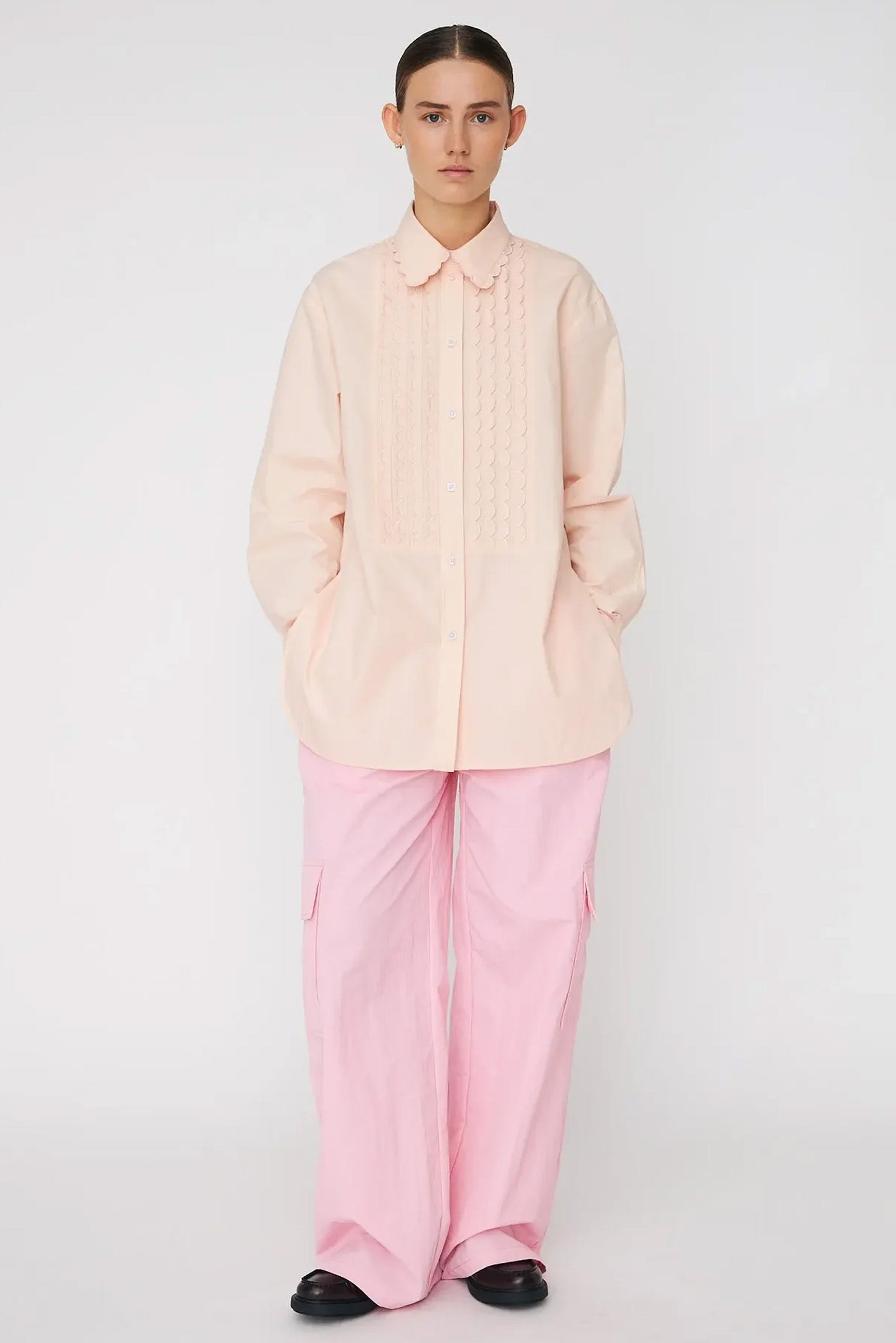 SCALLOPED TUXEDO SHIRT