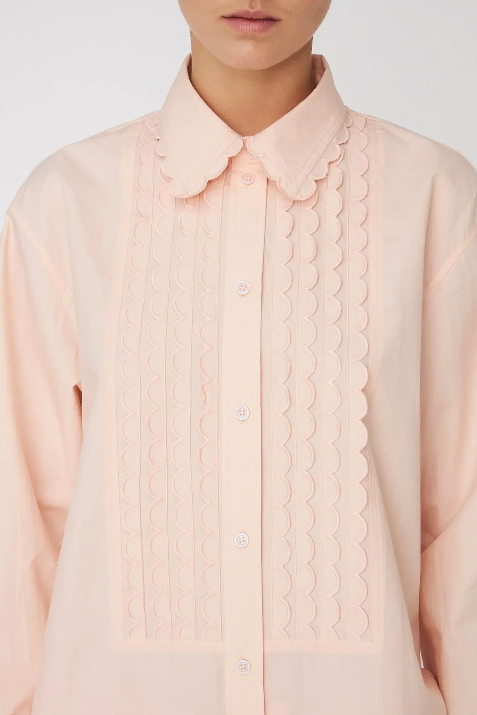 SCALLOPED TUXEDO SHIRT