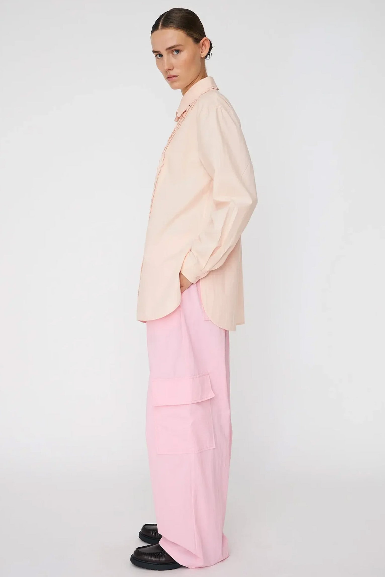 SCALLOPED TUXEDO SHIRT