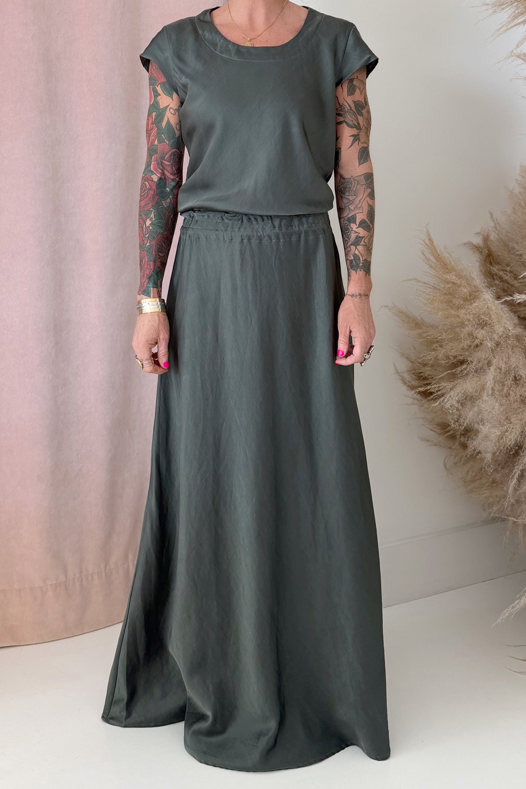 long bias cut dress Lois Long Sleeve Bias Cut Dress w/ Back