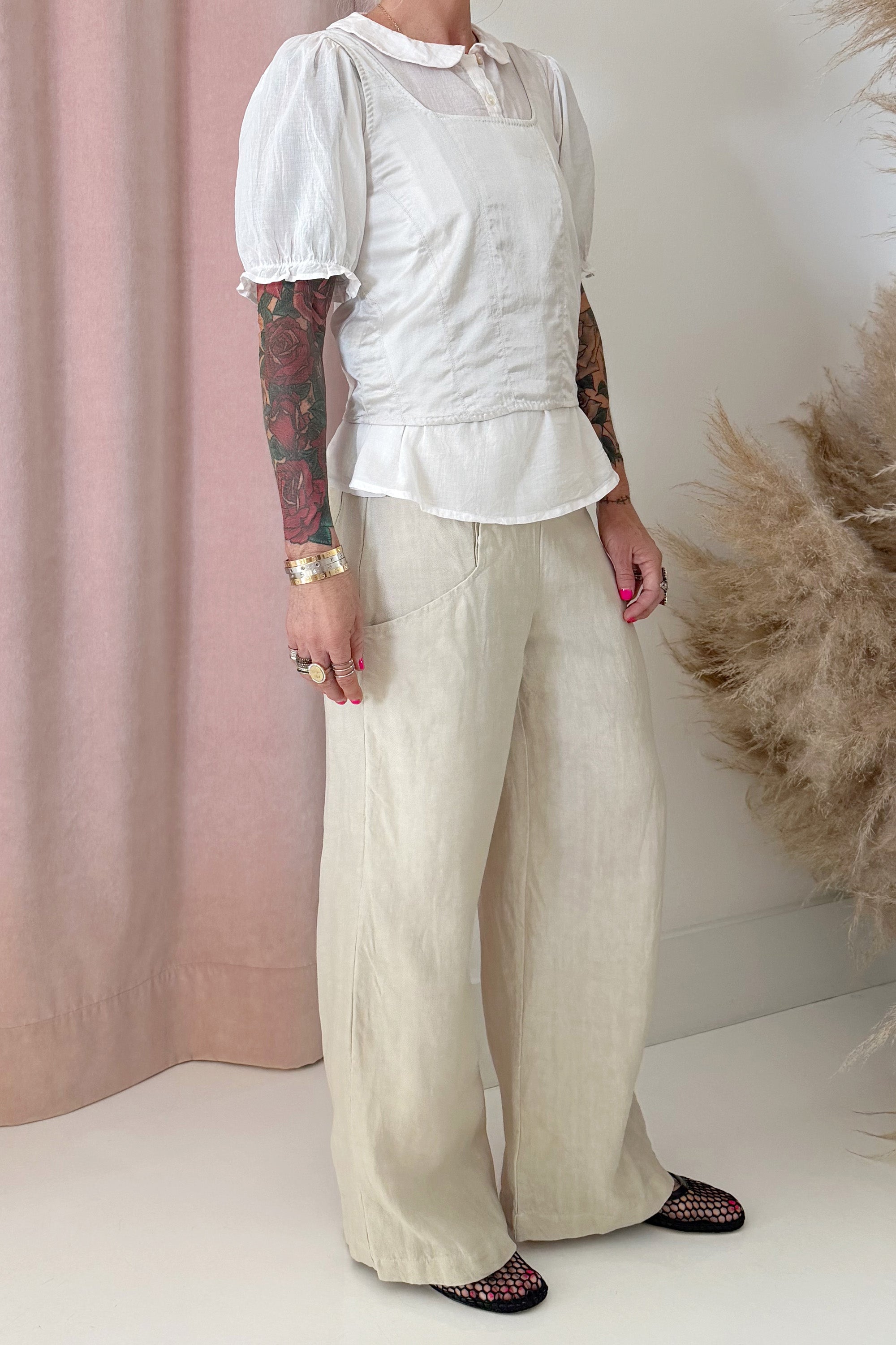 CORSET TOP-WHITE SAND