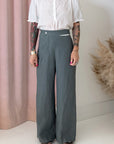 LINEN HEM PANT-TEAL