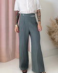 LINEN HEM PANT-TEAL