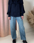 MARILOU SHIRT-NAVY SILK