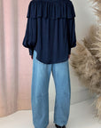 MARILOU SHIRT-NAVY SILK