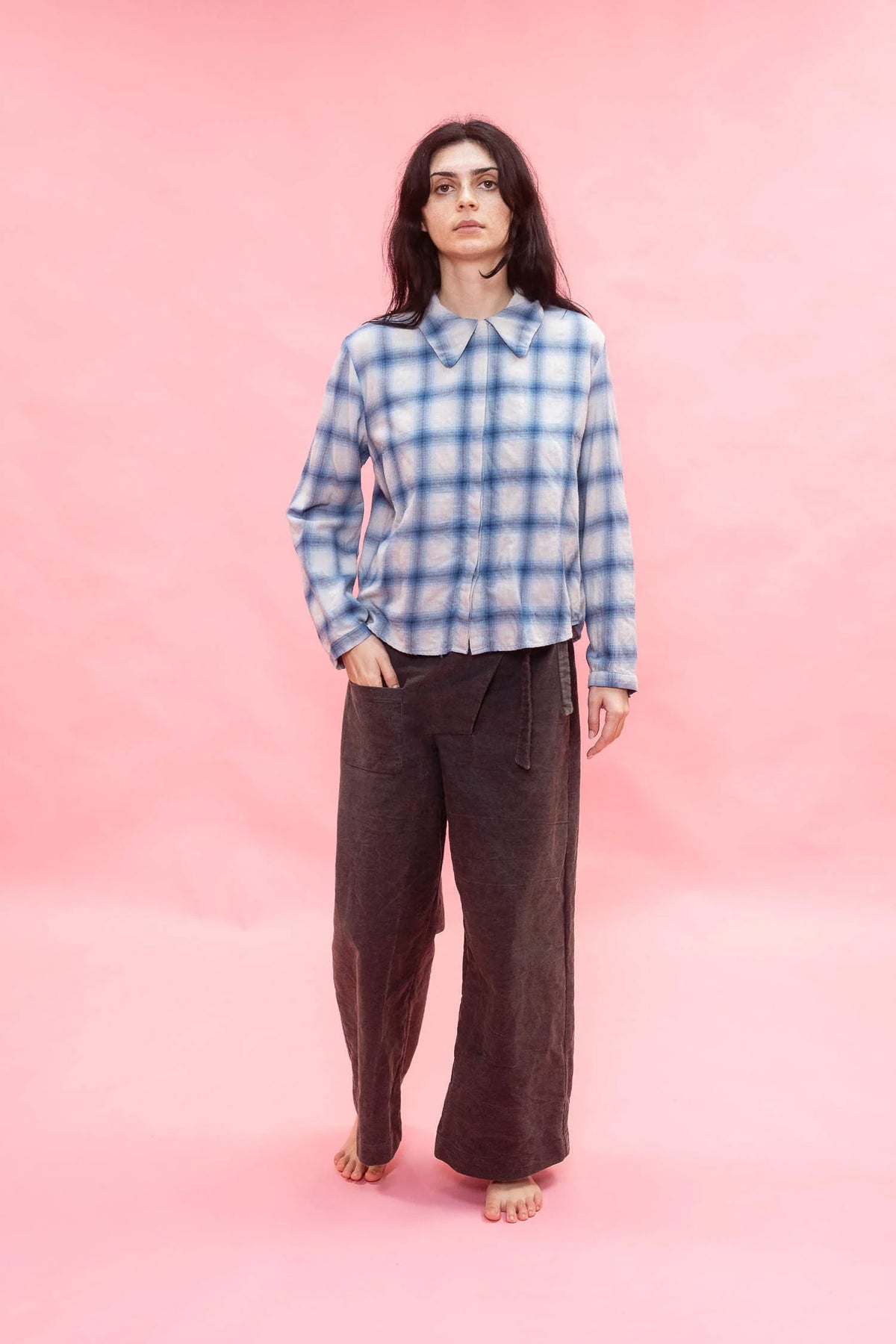 SECRET BUTTON SHIRT-PLAID