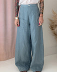 TAILORED LINEN PANT-BLUE