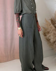 TAILORED LINEN PANT-DIRTY GREEN
