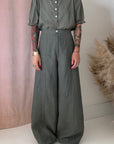 TAILORED LINEN PANT-DIRTY GREEN