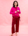 TEXTURED FLOWER CARDIGAN-NEON PINK