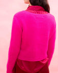 TEXTURED FLOWER CARDIGAN-NEON PINK