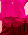 TEXTURED FLOWER CARDIGAN-NEON PINK