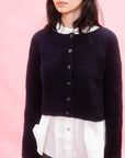 TEXTURED FLOWER CARDIGAN-NAVY