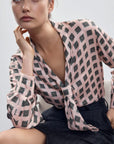 V-NECK TIE BLOUSE
