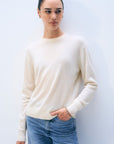 CASHMERE CREWNECK-SOFT WHITE