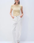 CASHMERE OFF SHOULDER TOP-LEMONADE