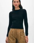 SLIM CASHMERE CREWNECK-BLACK
